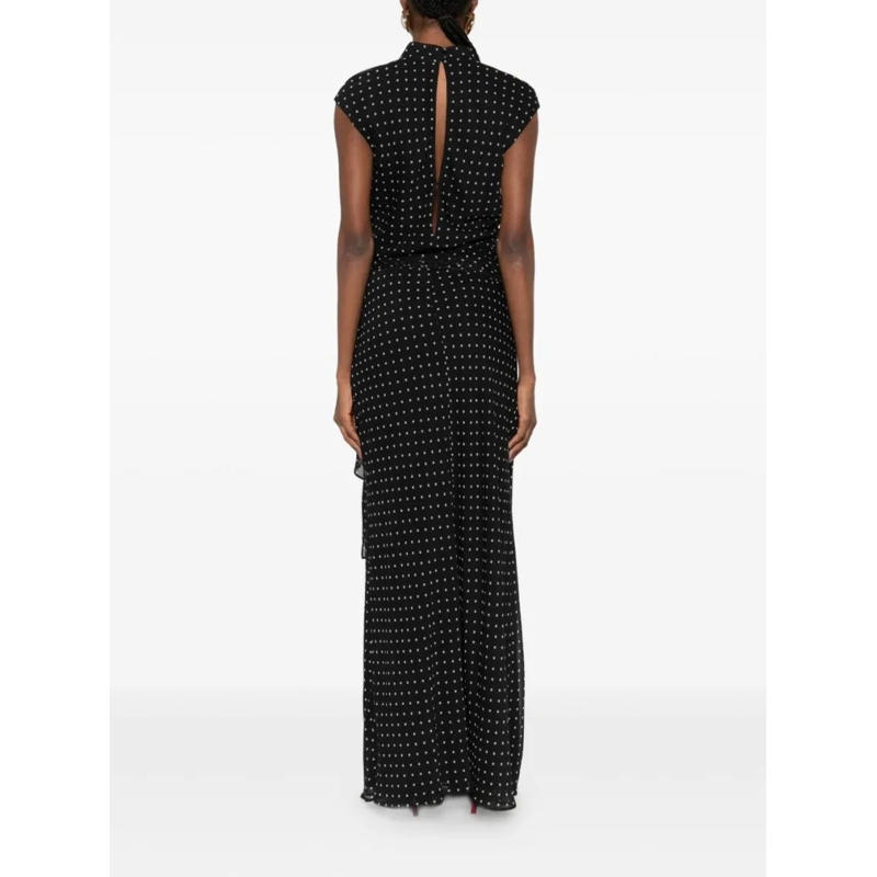 Rotate Maxikleid Polka Dot Maxi Dress With Keyhole Detail Black(Image 7)