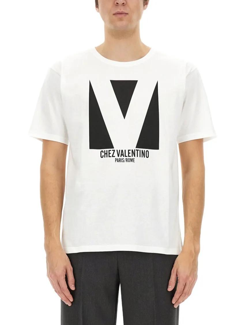Thumbnail - Valentino Garavani - Cotton T-Shirt With Print - Größe L - weiß