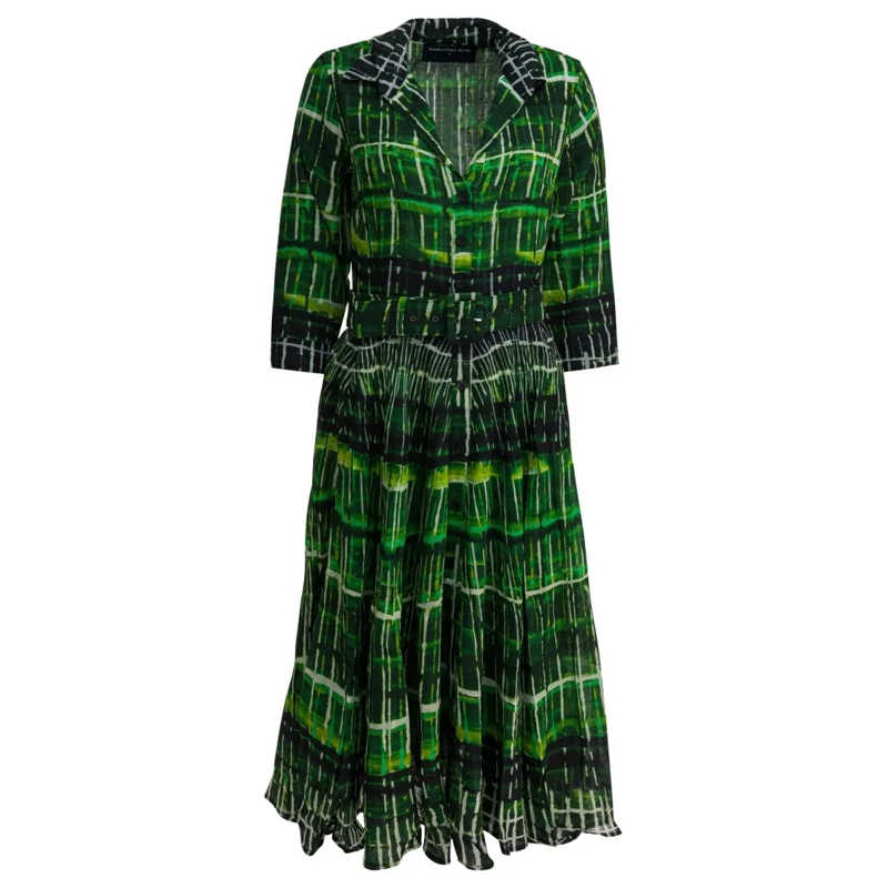 Samantha Sung Midi-jurk Green Wool Dress Black