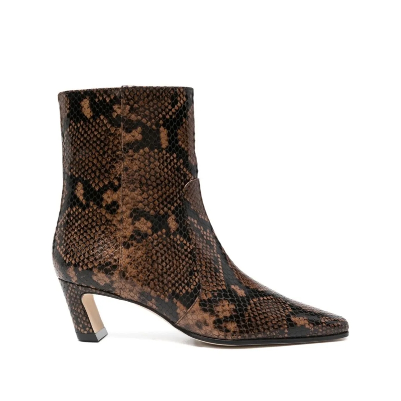 Stuart Weitzman Stiefel Textured Brown Ankle Boots With Pointed Toe Black