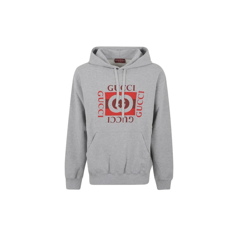 Gucci  Cotton Hooded Sweatshirt With Bold Graphic Print Grey