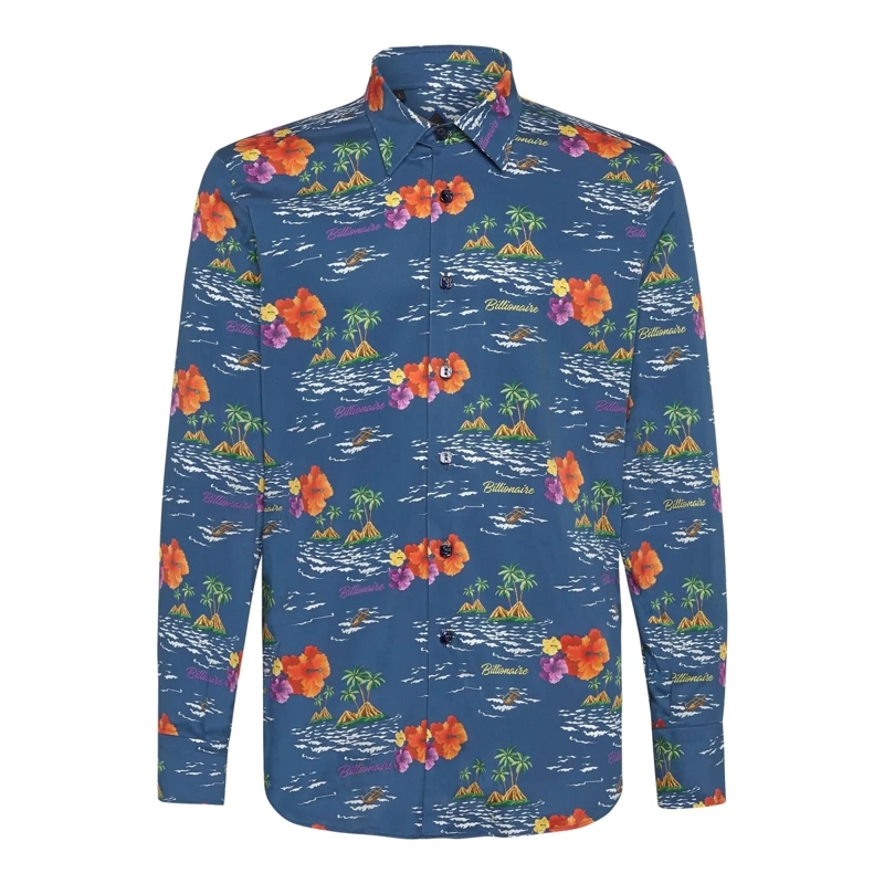 BILLIONAIRE Hemd Hemd Slim Fit Palms dunkel-blau