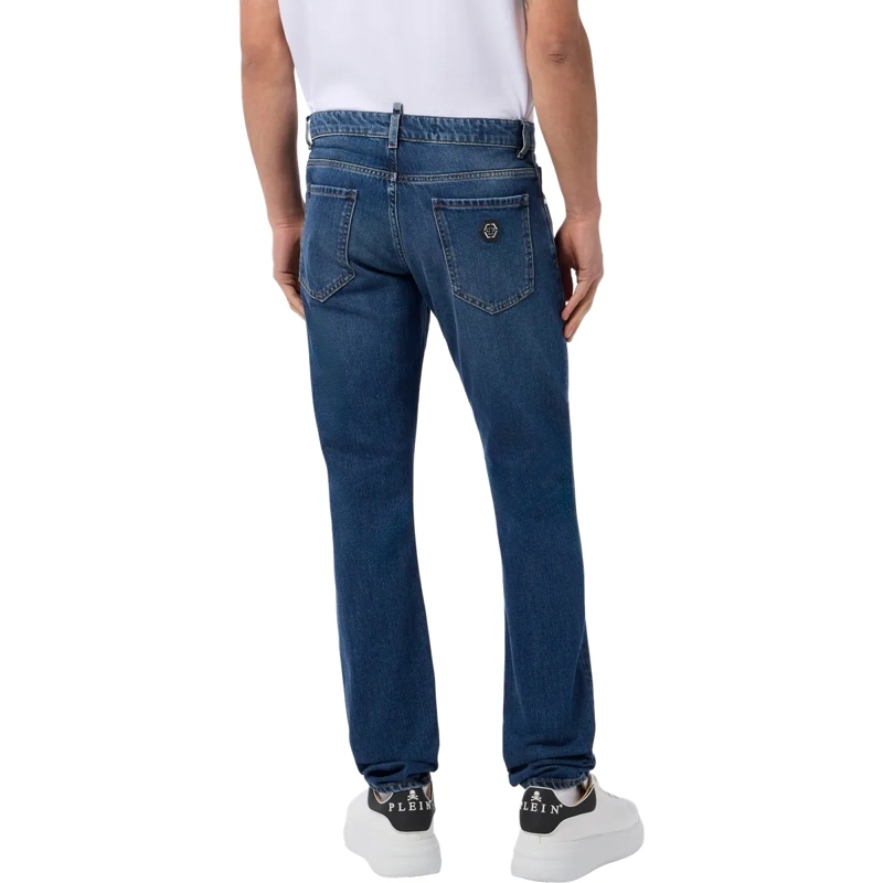 Philipp Plein Jeans mit geradem Bein Das Basismodell der 5-Pocket-Jeans zeichnet sich d dunkel-blau(Image 2)