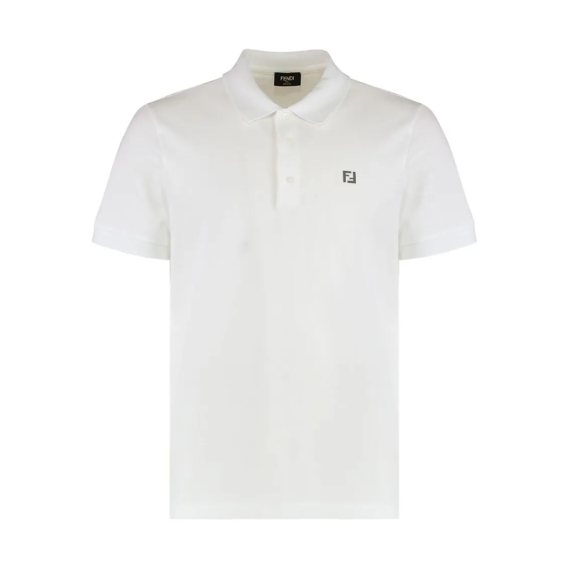 Fendi Polo shirt Classic Short-Sleeve Polo Shirt With Design White