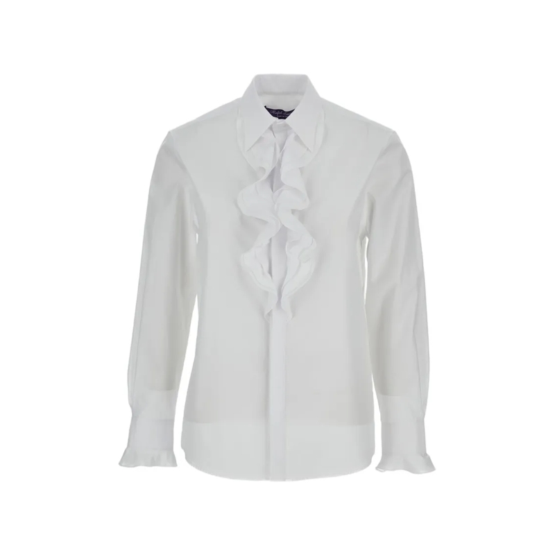 Ralph Lauren Chemise Long Sleeved Fringed White Shirt White