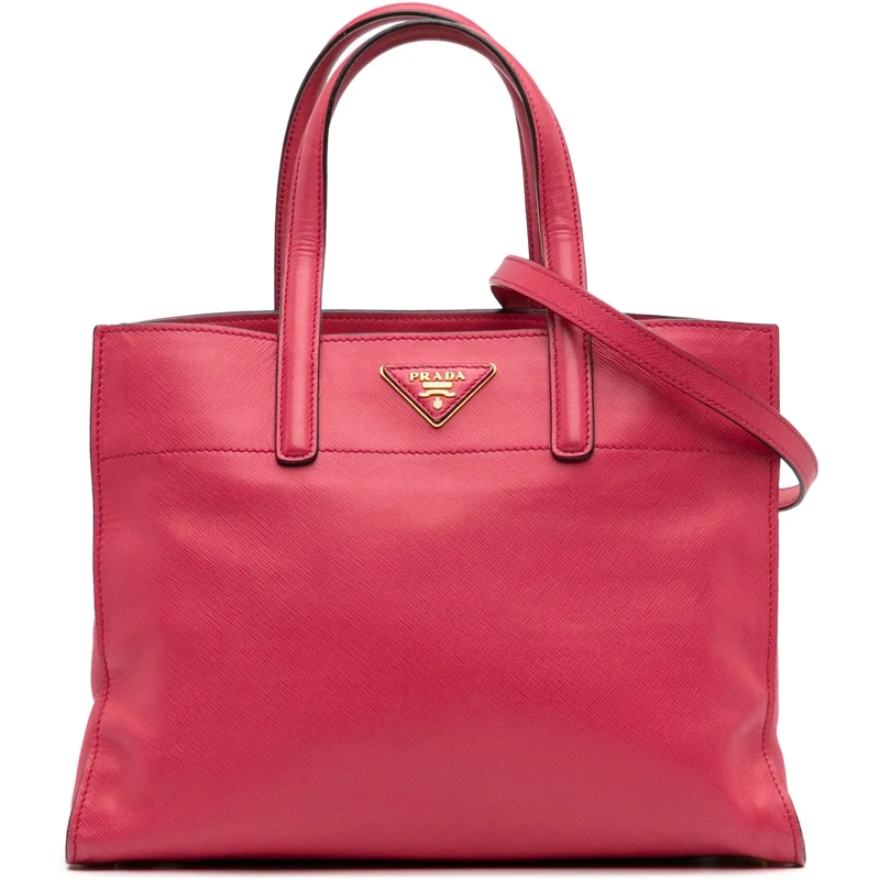 Prada Schultertasche Saffiano Soft Triple Pocket Tote rose