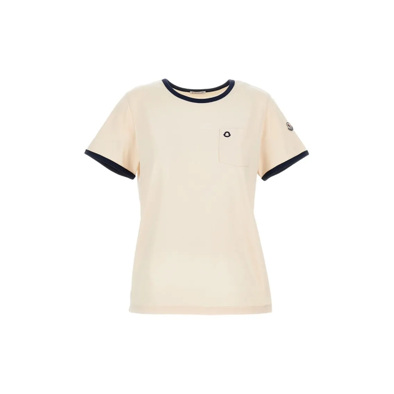 Moncler T-Shirt Embroidered Logo T-Shirt Neutrals