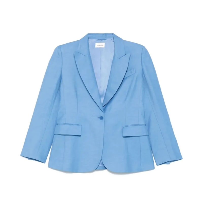 P.A.R.O.S.H. Blazer Single-Breasted Jacket With Notched Lapel Blue