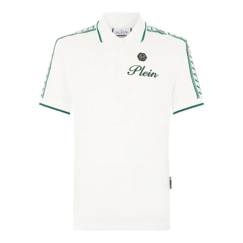 Philipp Plein Top Piquet Polo T-Shirt Plein Tennis weiss