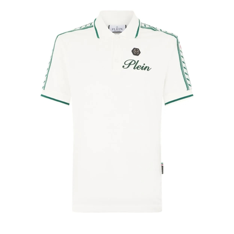 Philipp Plein Poloshirt Piquet Polo T-Shirt Plein Tennis weiss