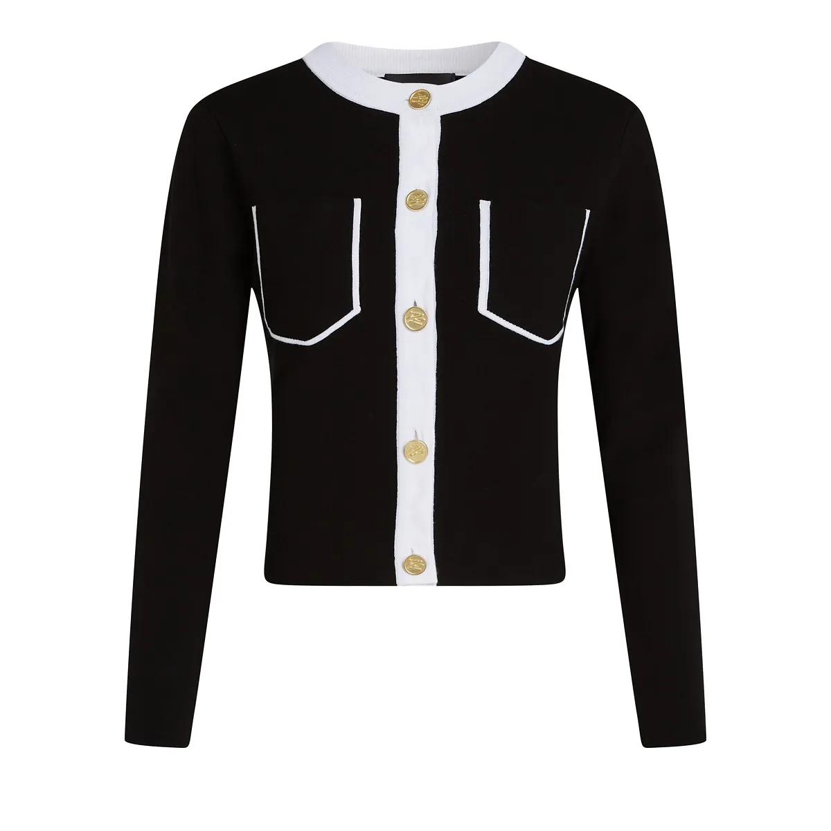 Thumbnail - Karl Lagerfeld - CARDIGAN MIT KONTRASTIERENDER PASPELIERUNG - Größe S - weiß