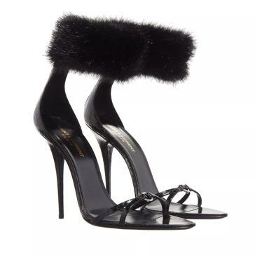 Fur store strappy heels