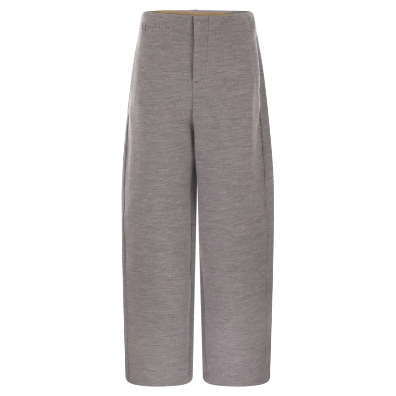 Max Mara  Ebrien - Double Wool And Cotton Trousers Grey