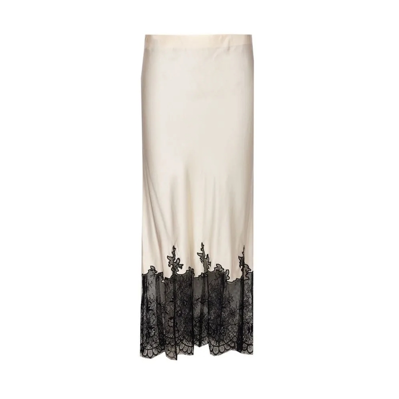 Twin-Set Midirok Satin Longuette Skirt Neutrals