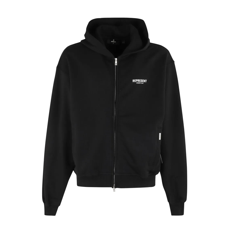 Represent Hoodie Owners Club Zip Hoodie With Printed Logo Black