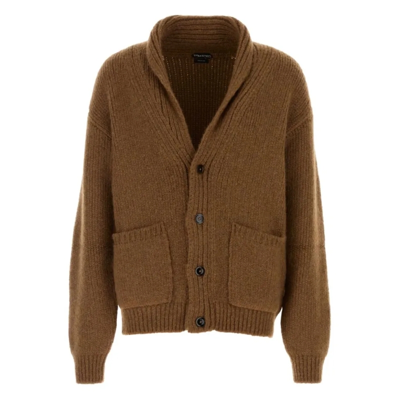 Tom Ford Strickjacke Camel Cashmere Cardigan With Shawl Lapel Brown