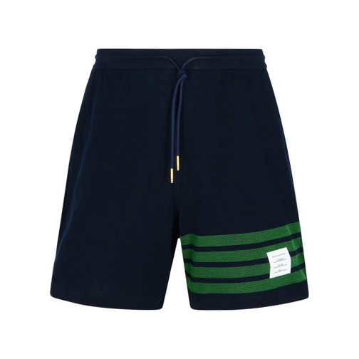 Thom Browne 4 Bar Navy Cotton Bermuda Shorts Blue Pantaloncini casual