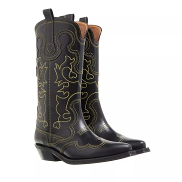 Ganni black cheap cowboy boots