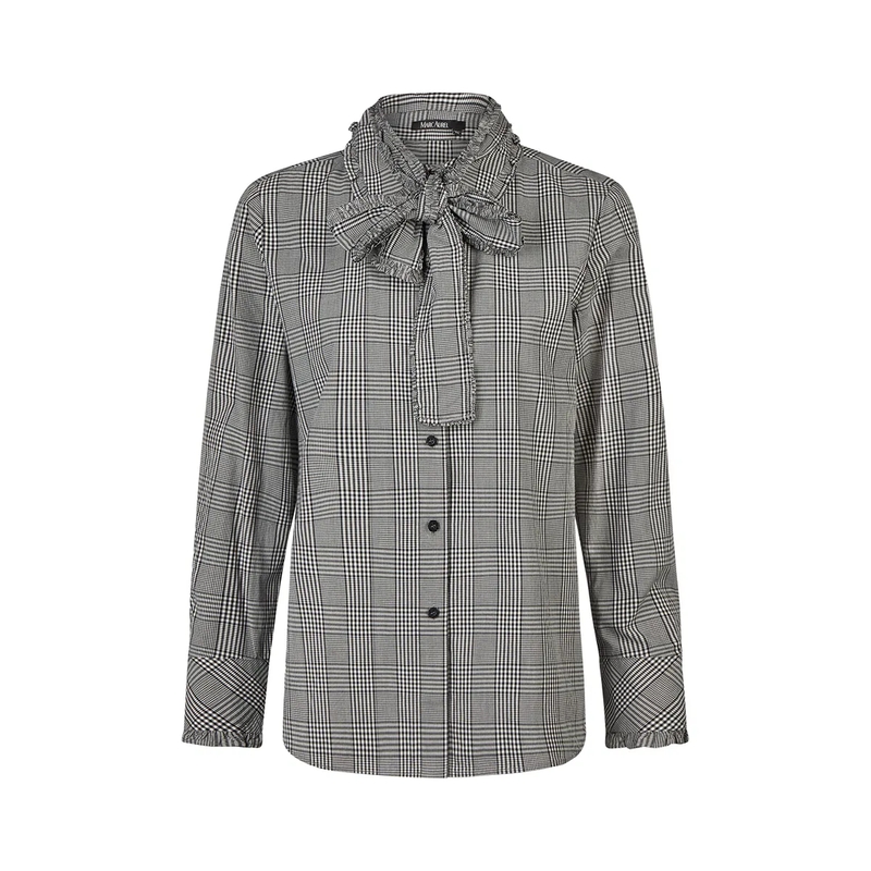 Marc Aurel Schluppenbluse Karobluse mit Schluppe beige