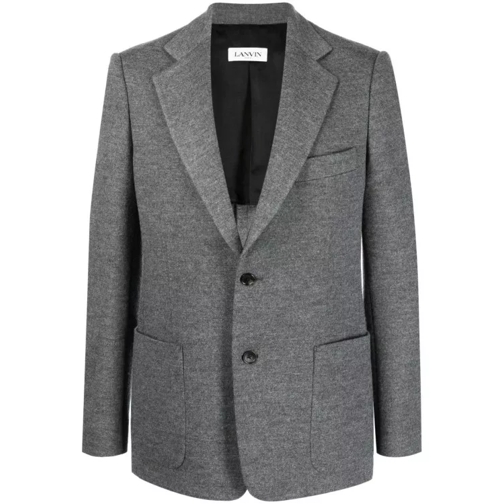 Lanvin Single-Breasted Virgin-Wool Suit Jacket Grey 