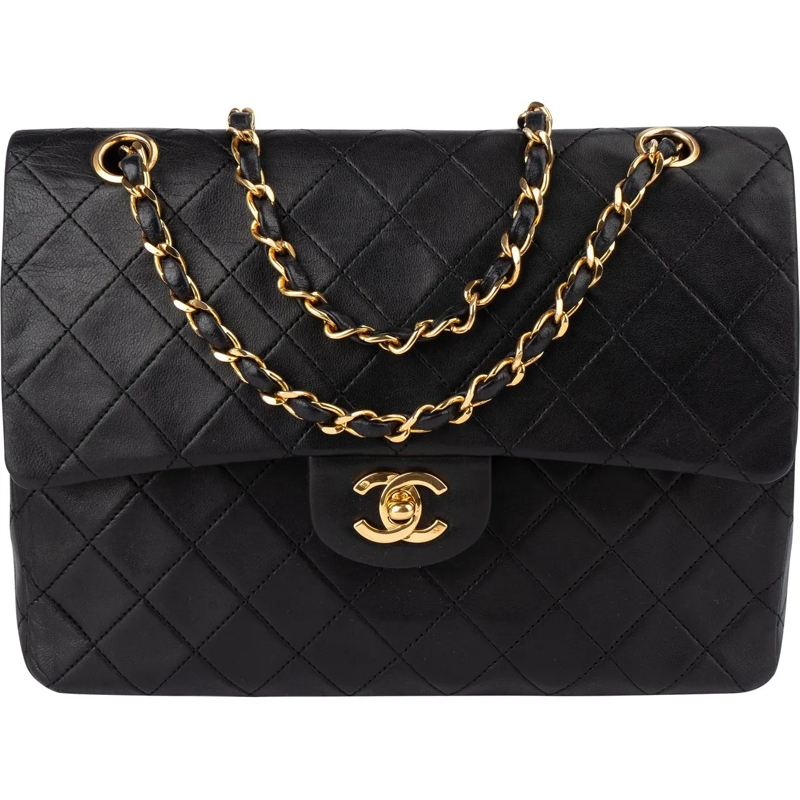 Chanel Tote Chanel Quilted Lambskin 24K Gold Double Flap Cross schwarz