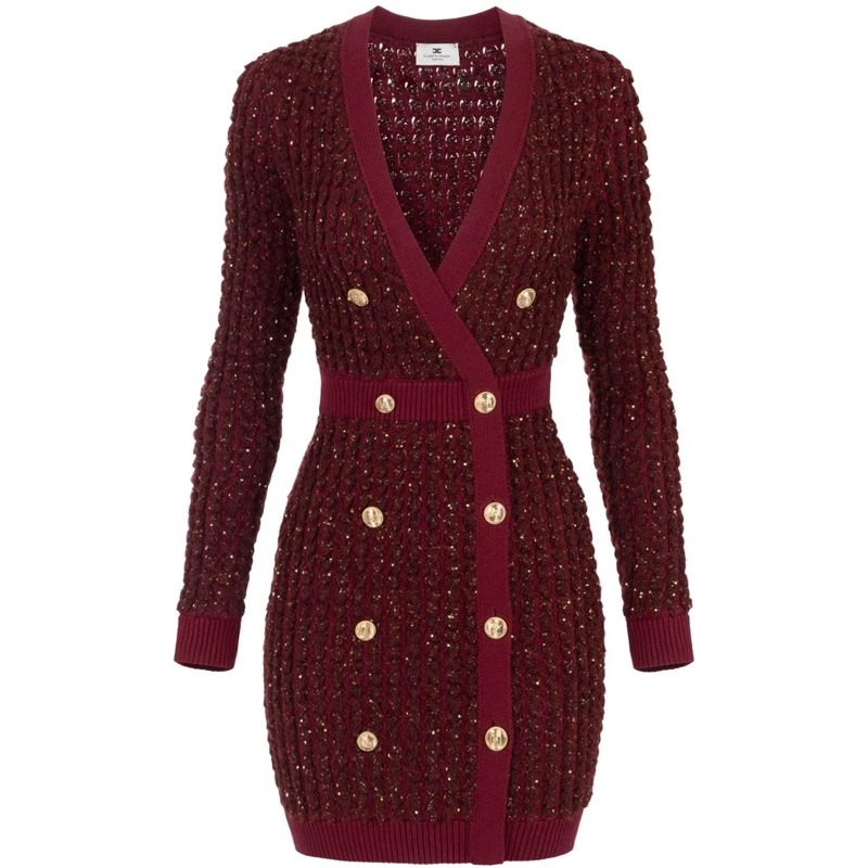 Elisabetta Franchi Midikleid Dresses Rouge Noir beige