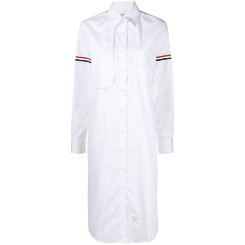 Thom Browne Midi Jurken Poplin Dress White