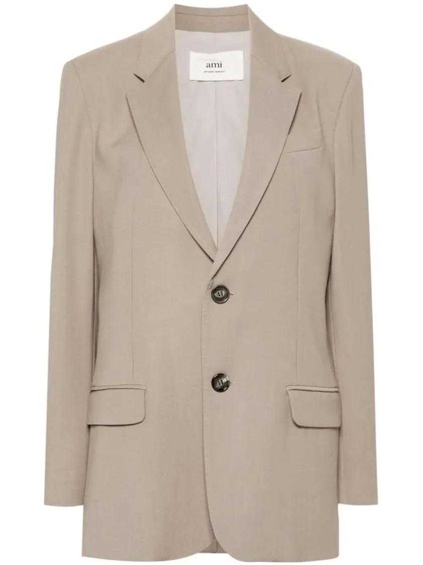 Thumbnail - AMI Paris - Taupe Brown Single-Breasted Blazer - Größe 36 - braun
