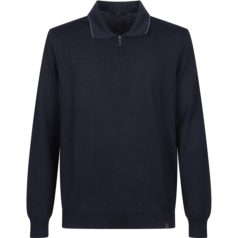 Fay  Polo Neck Sweater Blue blau