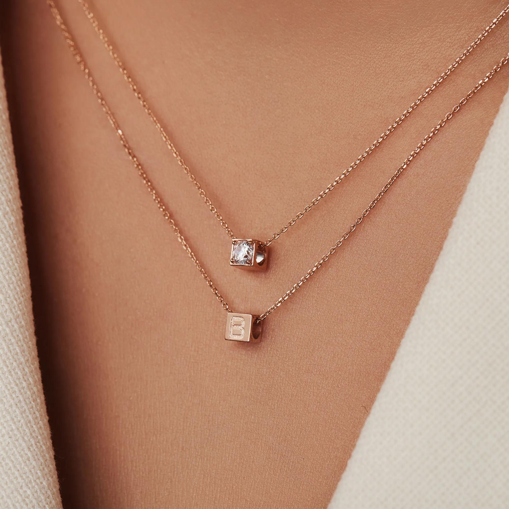 Thumbnail - Isabel Bernard Charms - Z Rosegold La Concorde Felie 14 Karat Collier Cube - Gr. unisize - in Quarz - für Damen
