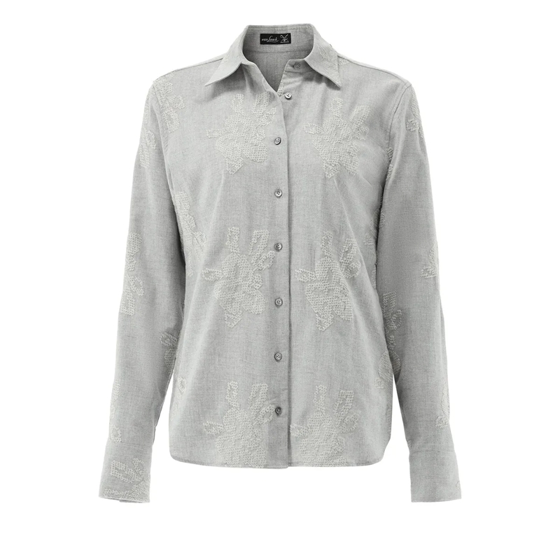 VAN LAACK Bluse Bluse Modern Fit Dessiniert grau