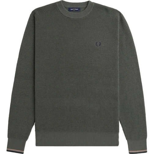 Fred Perry Pullover Fred Perry Waffle Stitch Jumper grün