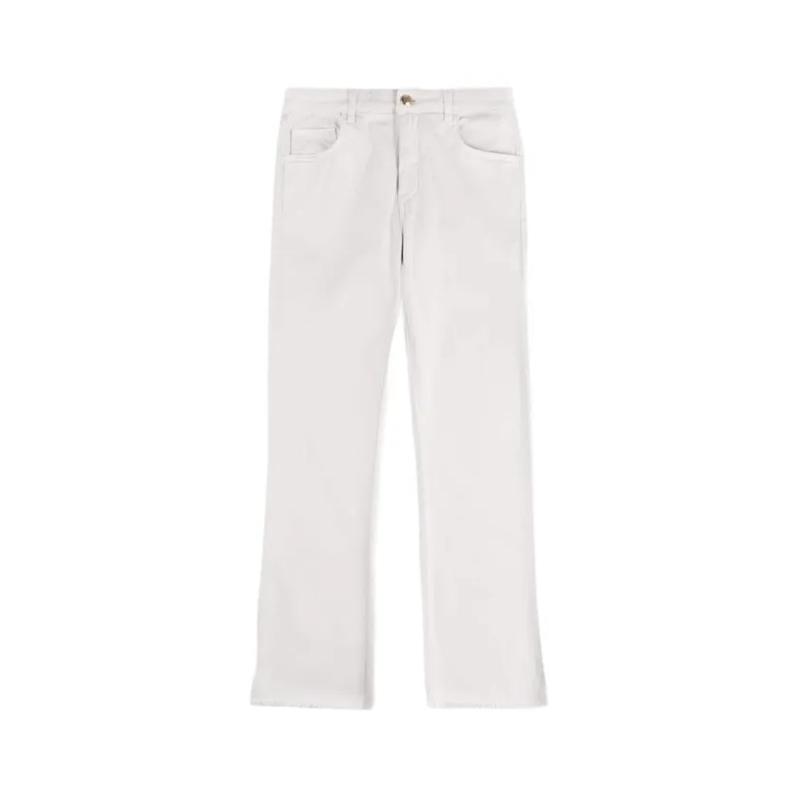 Fay Jeans White Skinny Trousers with Frayed Hem White