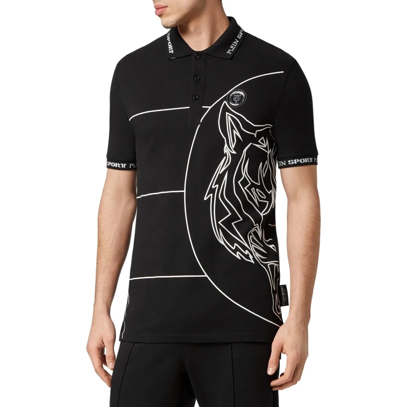Plein Sport Top Poloshirt Tiger schwarz