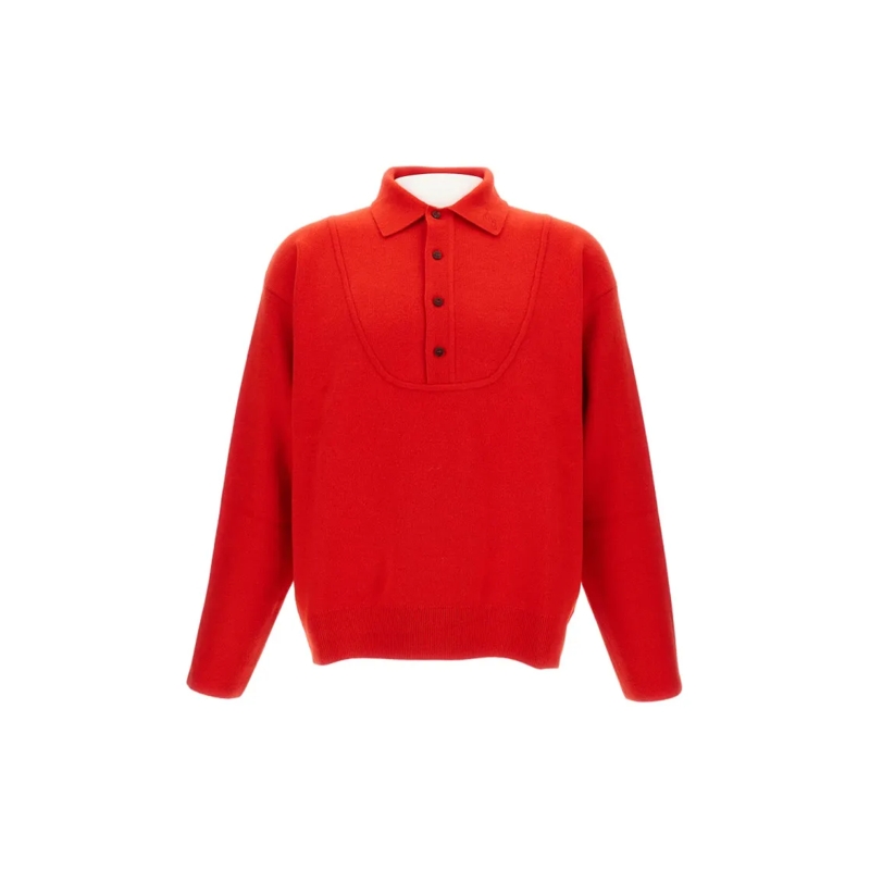 Jacquemus Trui La Maille Vareuse Ball' Polo Shirt Red