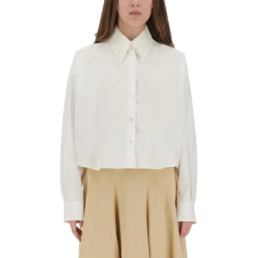 Tシャツ・カットソー FABIANA FILIPPI Women Tops JED265F151 WHITE Fabiana Filippi Organic Cotton Cap Sleeve Shirt in White