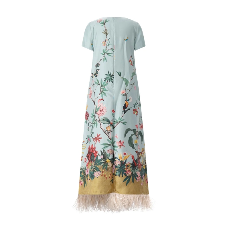 LaDoubleJ Maxikleid Maxikleid Swing aus Seide mehrfarbig(Image 2)