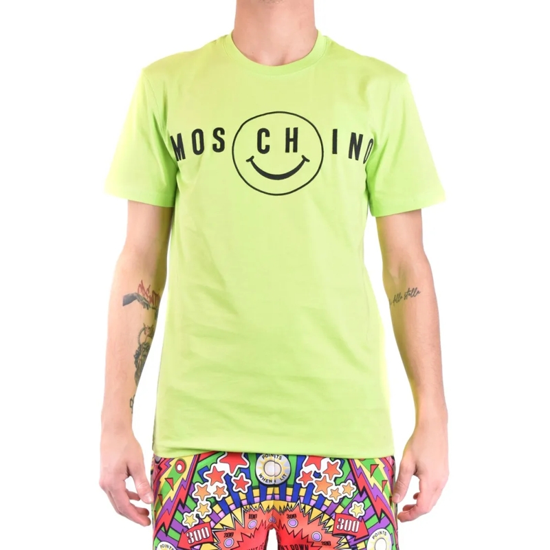 Moschino T-Shirt Multicolor Graphic T-Shirt With Smiley Detail Gold