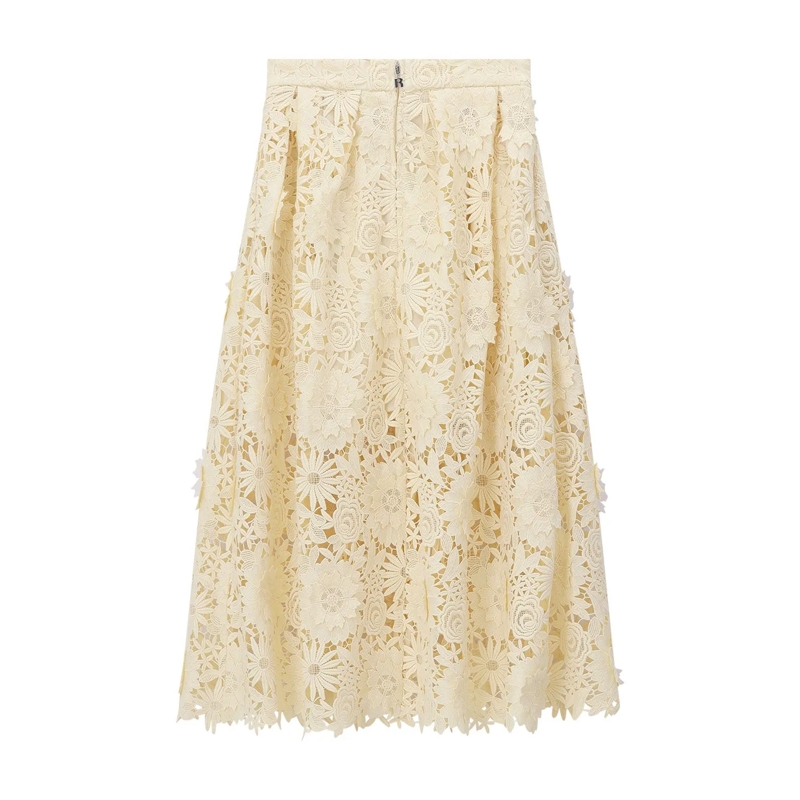 Rotate Minirock Midirock mit floralen Applikationen gelb(Image 3)