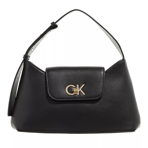 Calvin Klein Re Lock Shoulder Bag Md Ck Black Hoboväska
