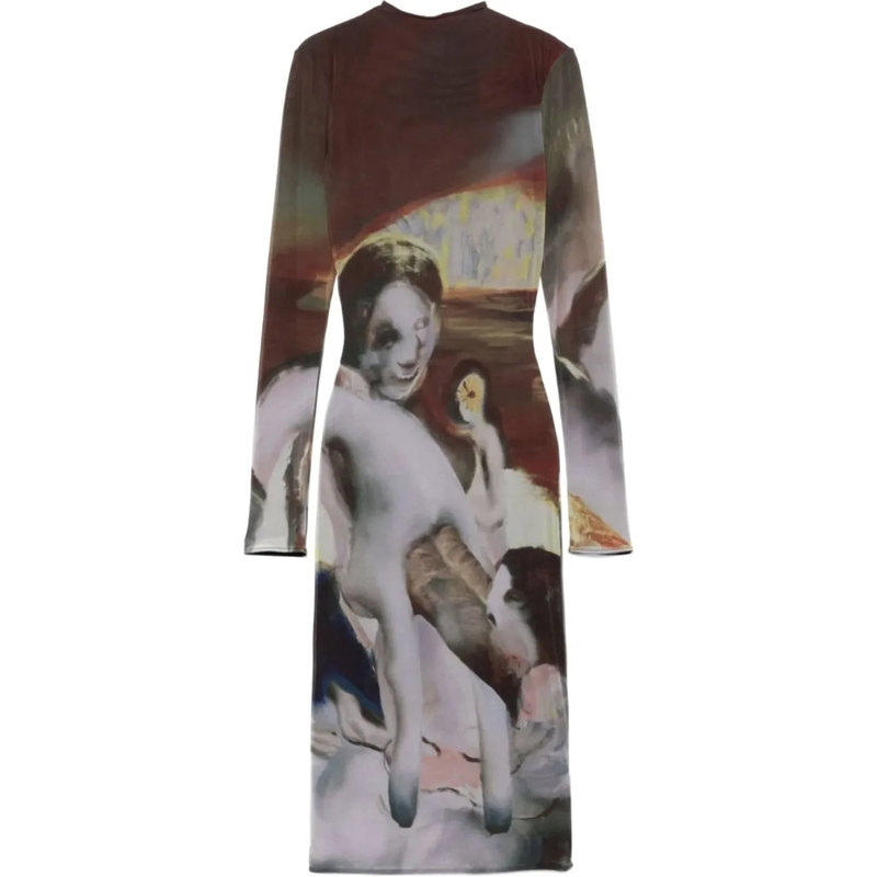 Mugler Midikleid Mesh Robe Sunset Sees Dress mehrfarbig