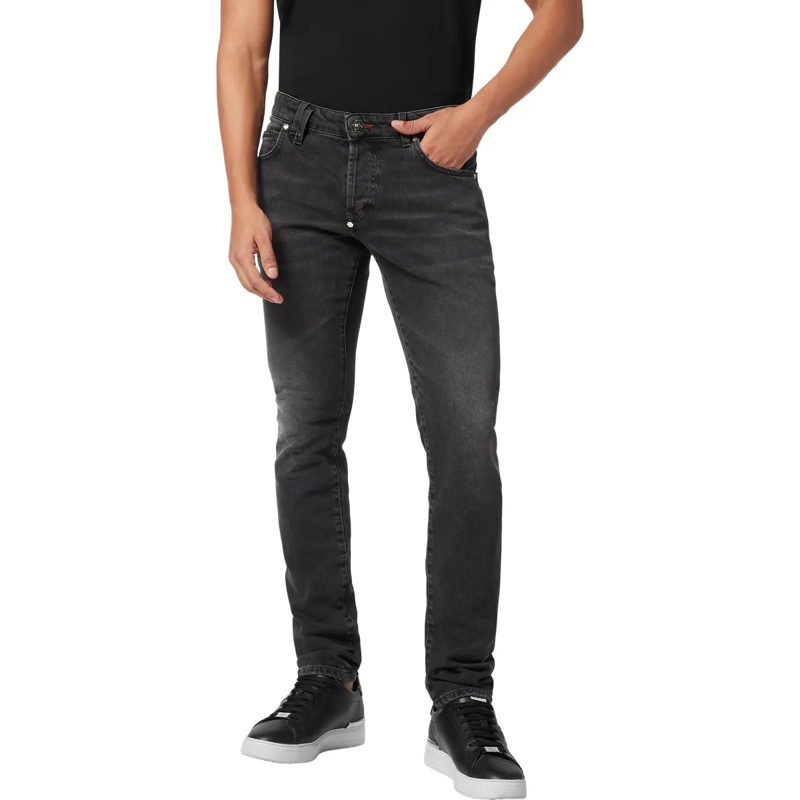Philipp Plein Jeans mit geradem Bein Supergerader Schnitt Monogram schwarz(Image 3)