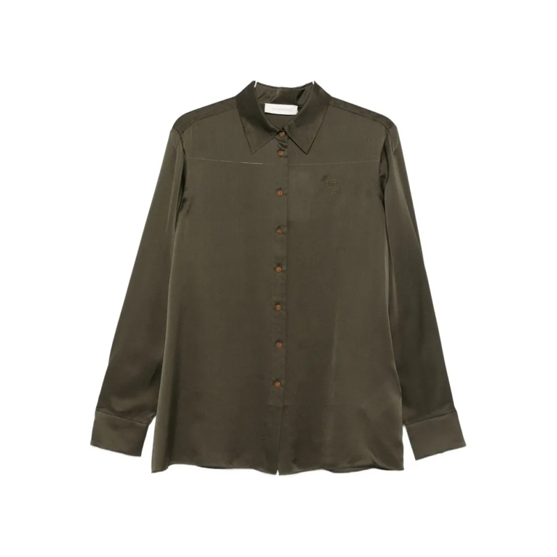 Zimmermann Hemd Silk Shirt With Classic Collar Black