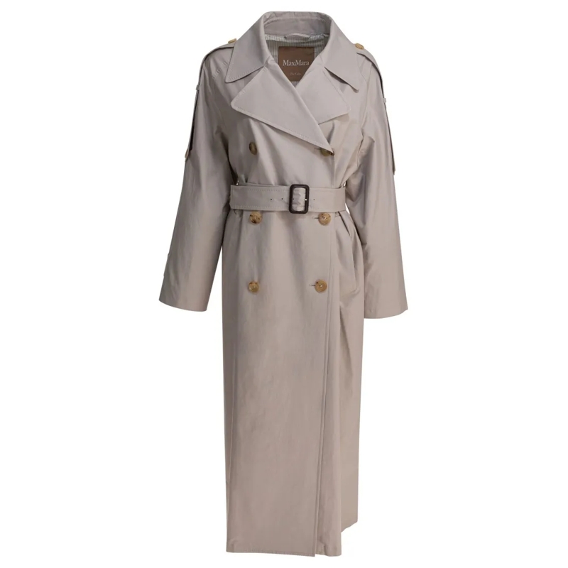 Max Mara Bontjassen Double-Breasted Cotton Twill Trench Coat Grey