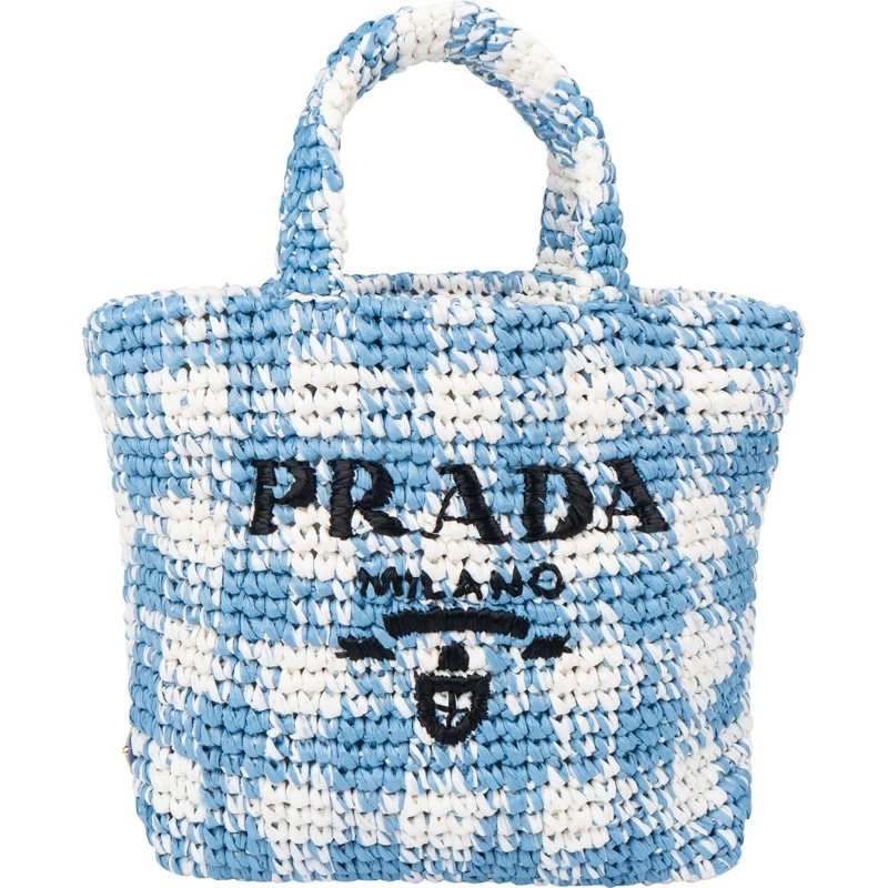 Prada Schultertasche Prada Blue Gaufre Raffia Handbag blau