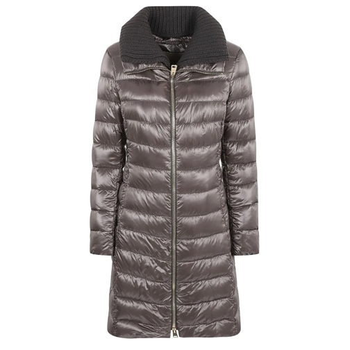 Herno Übergangsjacke Sleek Padded Anthracite Jacket With Textured Colla Grey