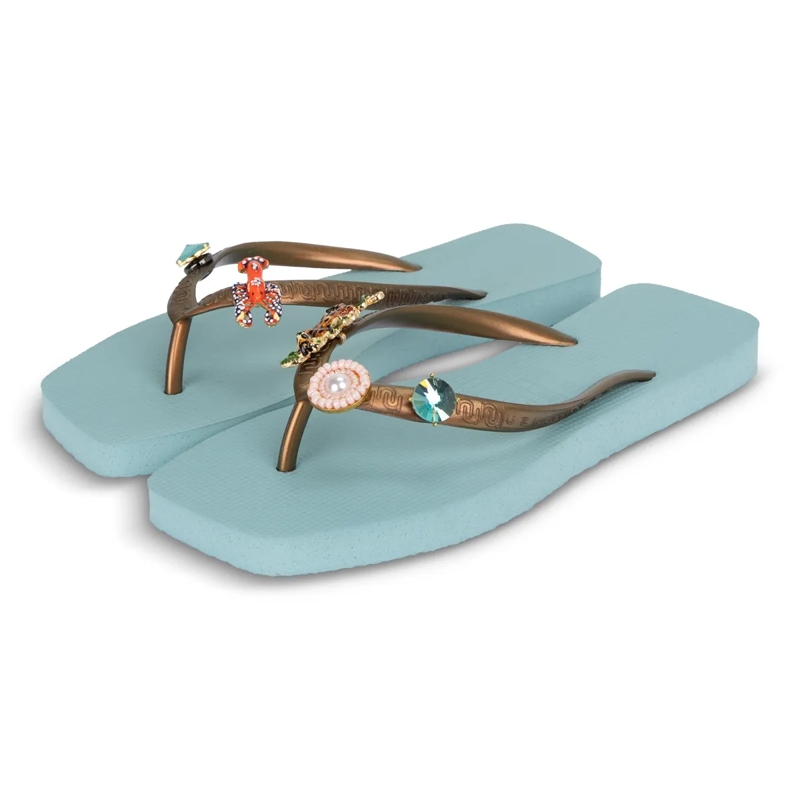 UZURII Flip Flops flip flop Flore Square Grande ocean(Image 14)