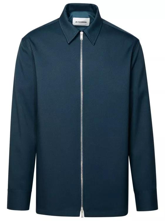 Jil Sander - Blue Polyester Zip Shirt - Größe 41 - blue