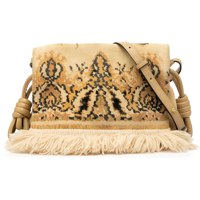 Loewe Schultertasche Suede Tapestry Flamenco Knot Crossbody braun