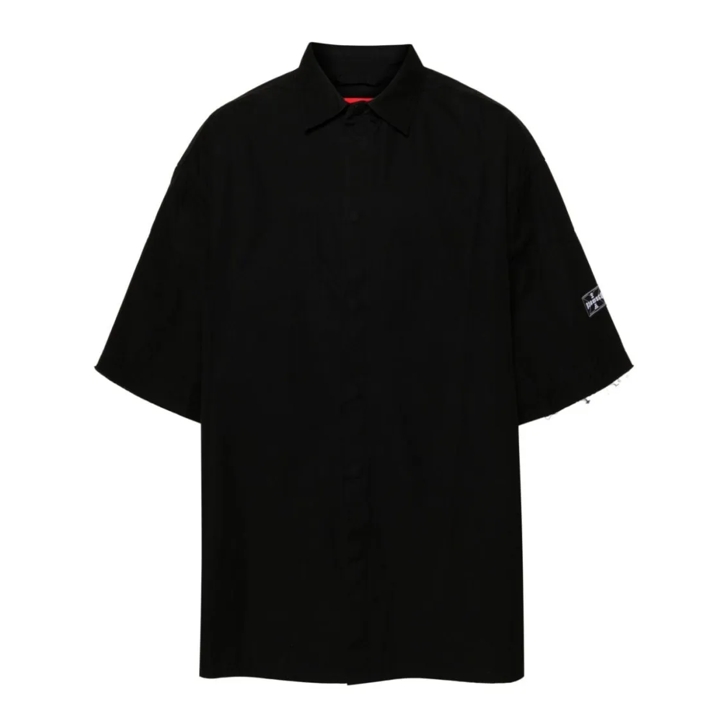 032c Black Cotton Classic Collar Shirt Black Hemden